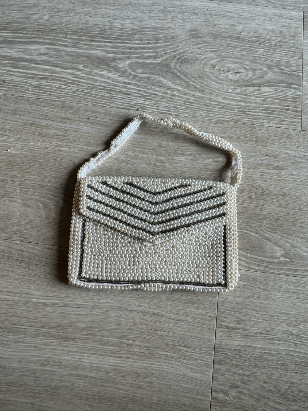 Vintage white Beaded Purse Evening Clutch Bag